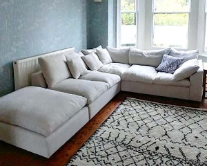 Big Softie Corner Sofa in Portland Brilliant Velvet Moonbeam