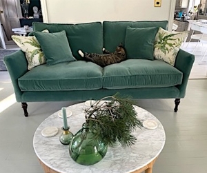 V&A Brunel 3 Seater Sofa in Manuel Canovas Rivoli Velvet Petrole