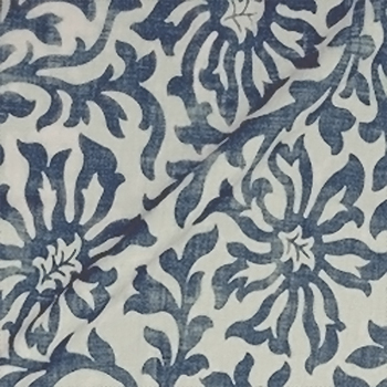 Spill Resistant V&A Floral Scroll: Midnight Blue