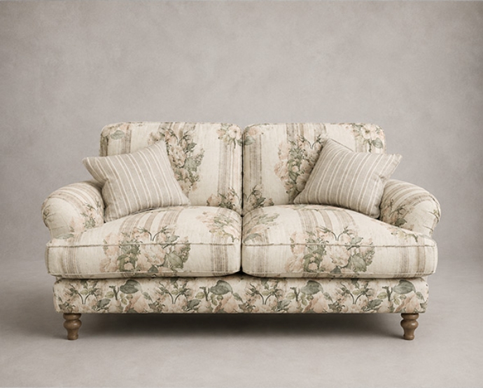 Outlet Manchester: Kentwell 2 seater sofa in Etta's Bouquet Alba Truffle and Etta's Bouquet All Over Alba Truffle