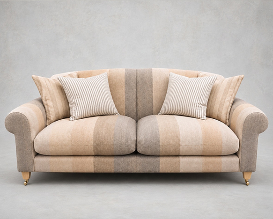 Outlet West Sussex: Walberswick 2.5 Seater sofa in Strata Stripe Masonry with contrasting scatters