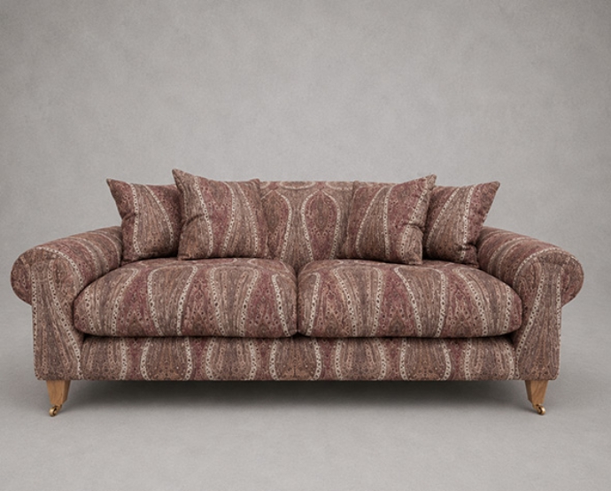 Outlet Manchester: Walberswick 3 seater sofa in V&A Threads of India On linen Paisley Splendour Sandstone