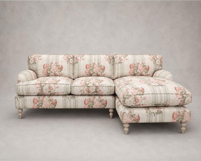 Outlet West Sussex: Alwinton Chaise Sofa in RHS Etta's Bouquet Sunset Moss