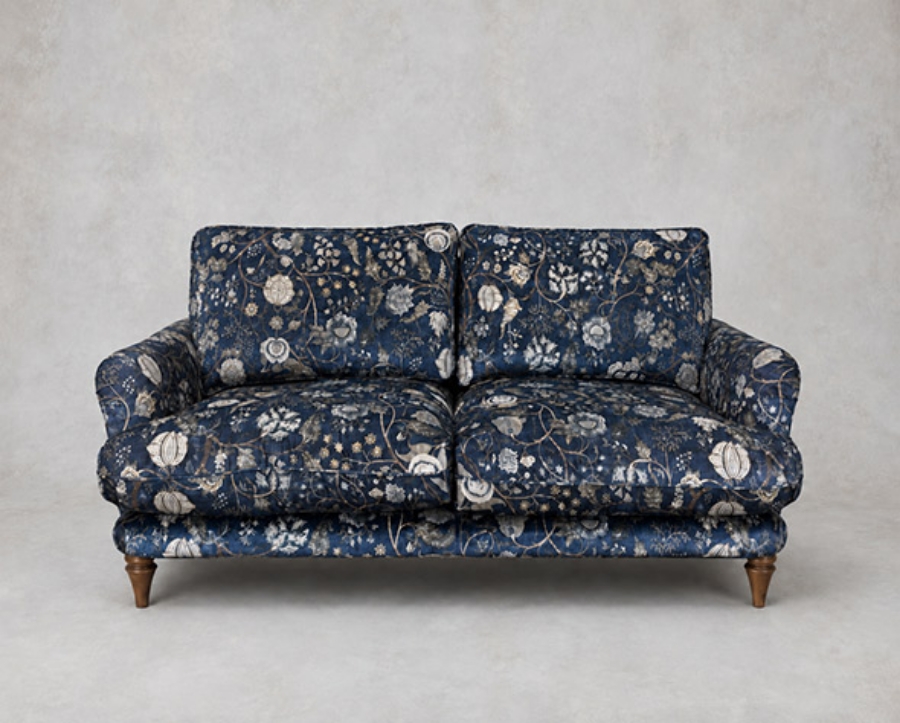 Outlet Hungerford: Pugin 3 Seater Sofa in V&A Threads of India Opulent Velvet Tree Of Life Ink