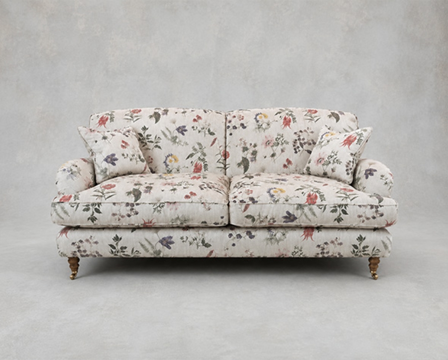 Outlet Edinburgh: Kentwell 3 Seater Sofa in RHS Caroline Maria Applebee Wildflowers