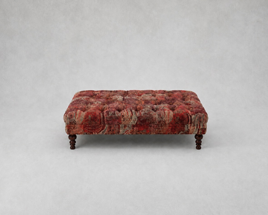 Outlet West Sussex: Bedham footstool in Mulberry Lomond Velvet Red Plum