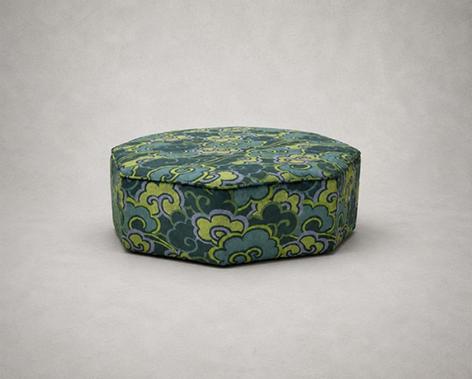 Outlet Salisbury; Threepenny Bit Footstool in Linwood Velvet Wonderland