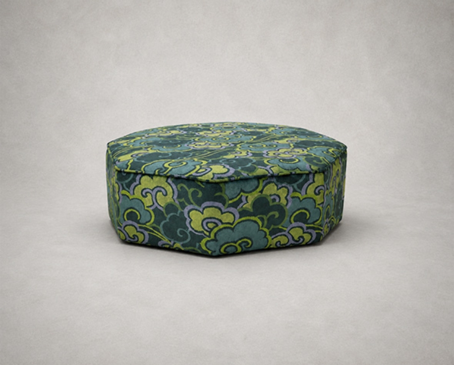Outlet West Sussex: Threepenny Bit Footstool in Linwood Velvet Wonderland