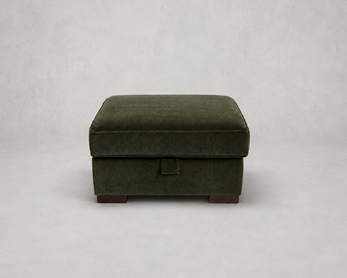 Outlet Edinburgh: Wadenhoe storage footstool in Linwood Omega Velvet Seaweed