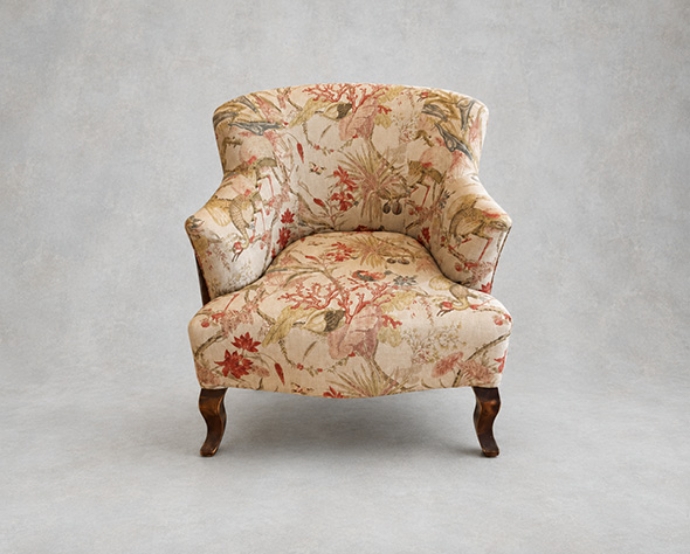 Outlet Salisbury: Grassington chair in Floral Linen Lily pad Vermillion