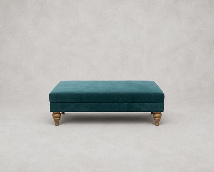 Outlet Edinburgh: Alwinton large footstool in Kingfisher Velvet