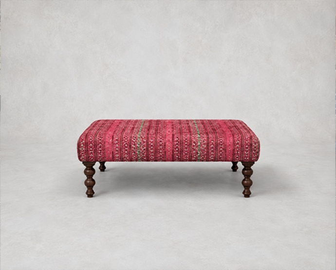 Outlet West Sussex: Porthallow footstool in TOI Opulent Velvet Andhra Weave Rouge
