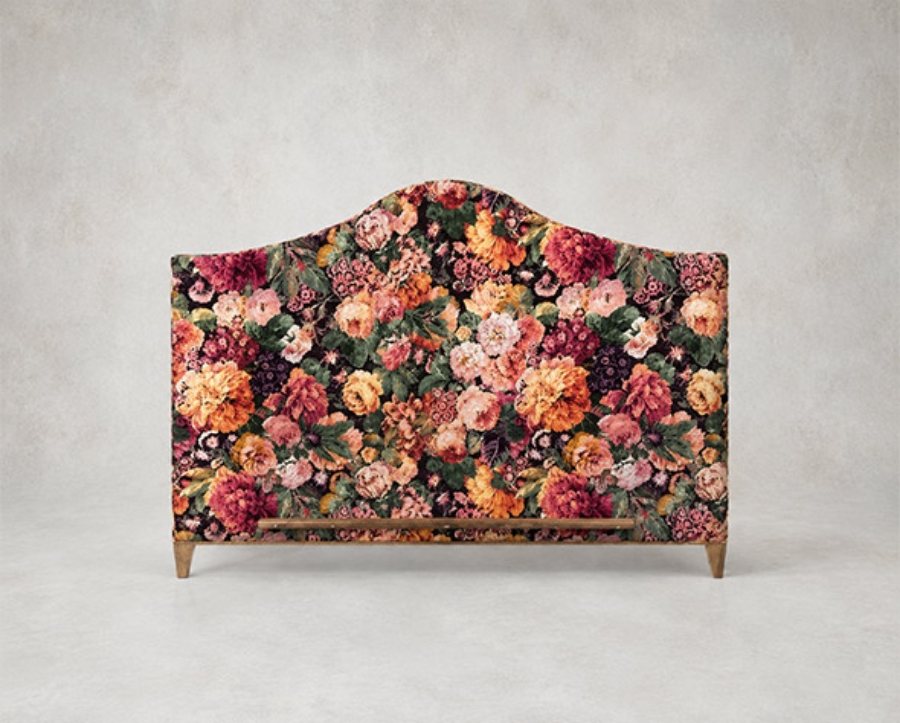 Outlet West Sussex: Bermondsey Super King Headboard in Sanderson One Sixty Very Rose & Peony Velvet Wild Plum