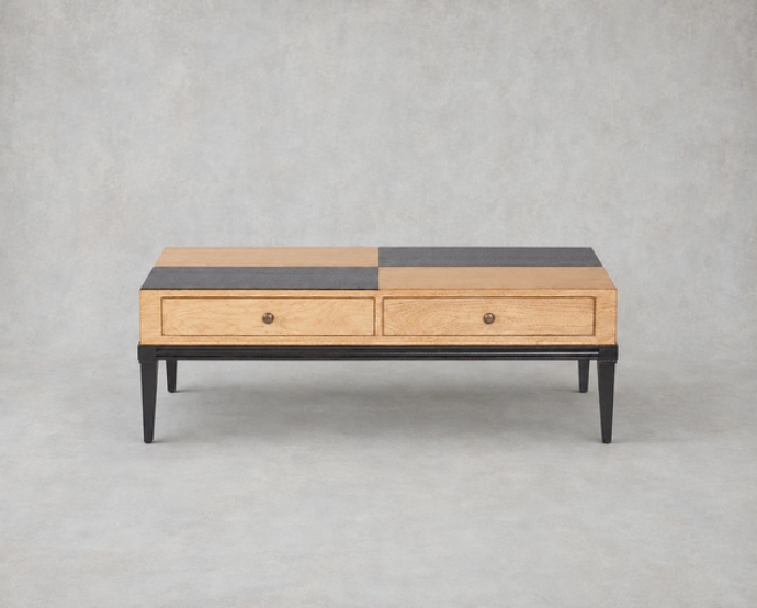 Outlet: Gisburn rectangular chequerboard coffee table in Oak
