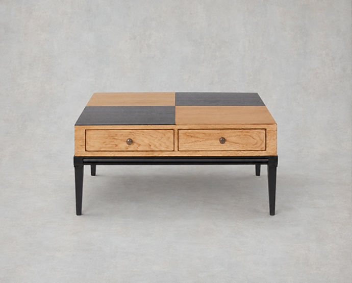 Outlet: Gisburn square chequerboard coffee table in Oak
