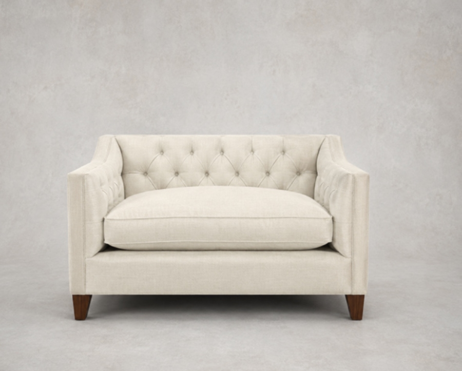 Outlet WestSussex: Haresfield snuggler dipped arm in Wemyss Flora Velvet Dove