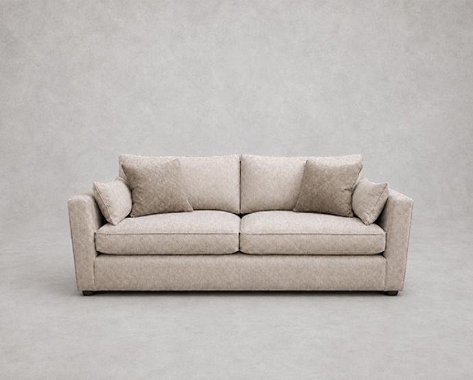 Outlet West Sussex: Aldeburgh 4 Seater Sofa in Padua Pavement Oat with Contrasting Scatters