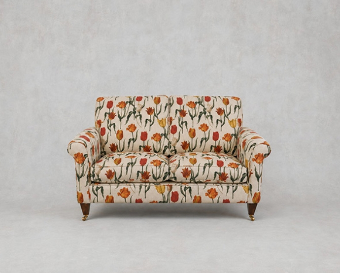 Outlet Tunbridge Wells: Petworth 2 seater sofa in RHS Botanicals Pieter van Kouwenhoorn Tulips Natural