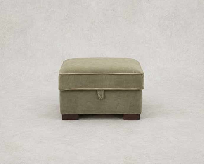 Outlet West Sussex: Wadenhoe storage footstool in Linwood Omega Velvet Green Tea
