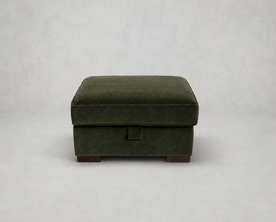 Outlet West Sussex: Wadenhoe storage footstool in Linwood Omega Velvet Seaweed