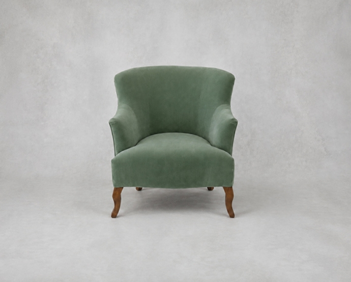 Outlet Manchester: Grassington chair in Linwood Omega Velvet Sea Green & Linwood Miyagi Velvet Pink Green