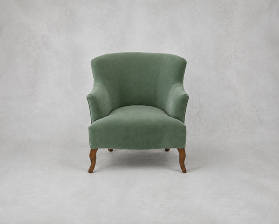 Outlet Manchester: Grassington chair in Linwood Omega Velvet Sea Green & Linwood Miyagi Velvet Pink Green