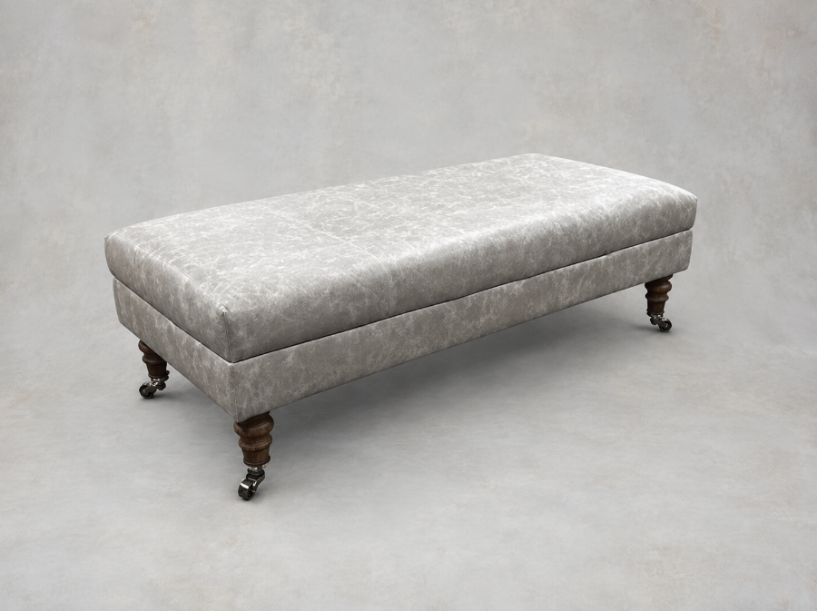 Outlet West Sussex: Alwinton Large Footstool in Wildman & Bugby Heritage Leather Fortress