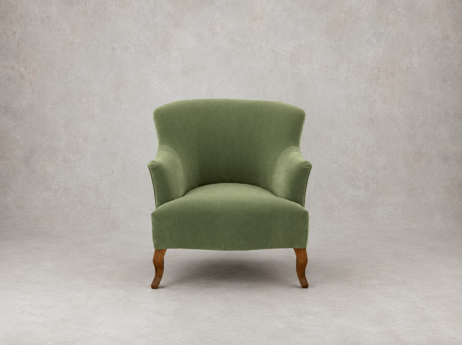 Outlet Manchester: Grassington chair in Linwood Omega Velvet Sea Green & Linwood Miyagi Velvet Pink Green