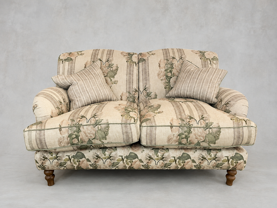 Outlet Manchester: Kentwell 2 seater sofa in Etta's Bouquet Alba Truffle and Etta's Bouquet All Over Alba Truffle