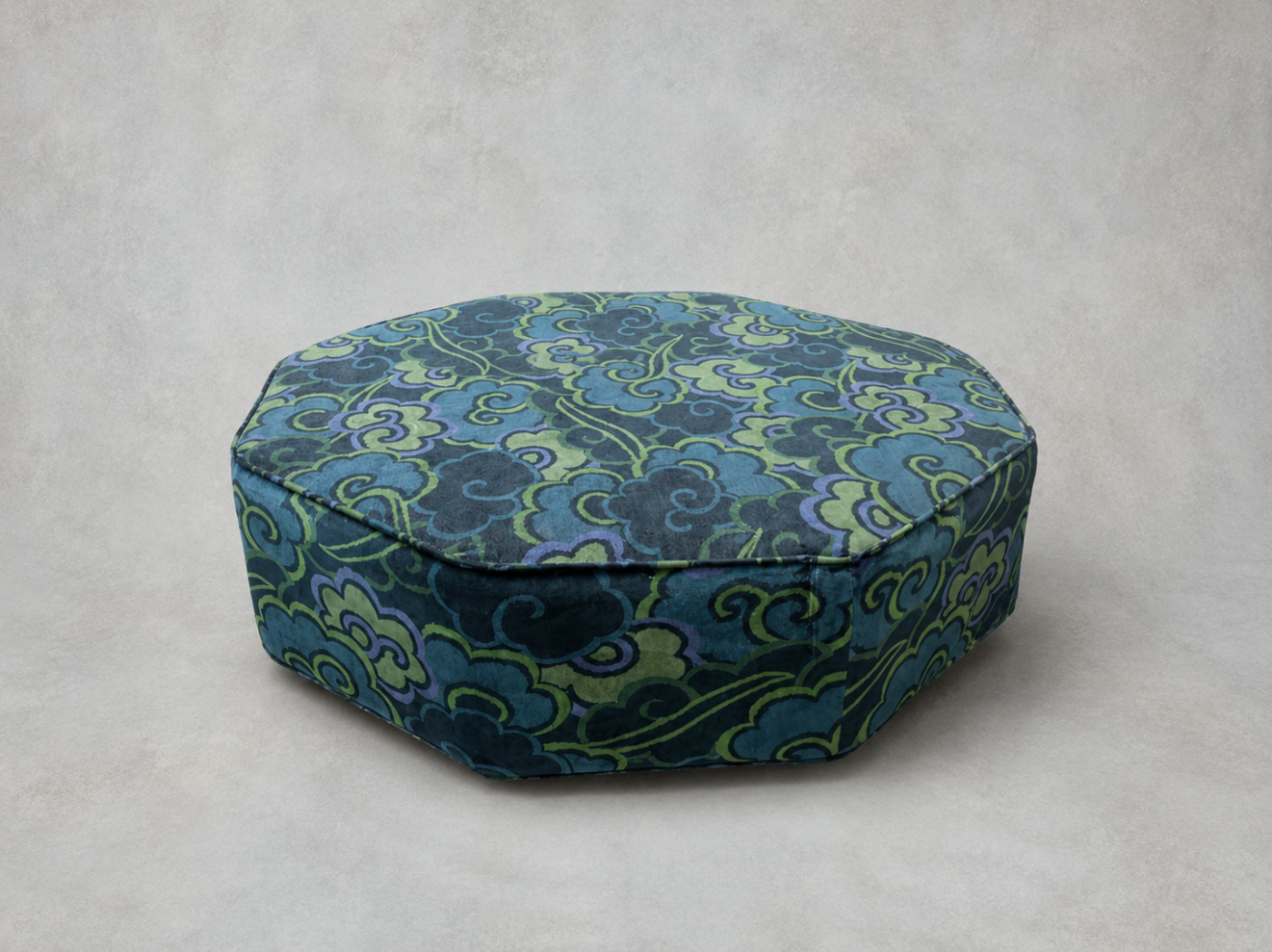 Outlet West Sussex: Threepenny Bit Footstool in Linwood Velvet Wonderland