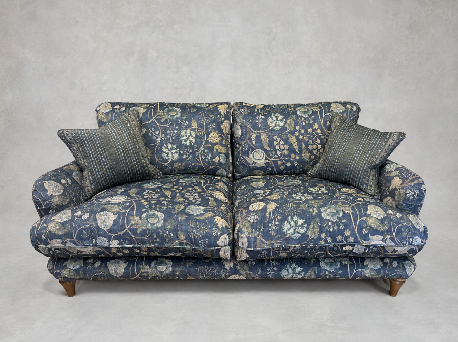 Outlet Hungerford: Pugin 3 Seater Sofa in V&A Threads of India Opulent Velvet Tree Of Life Ink