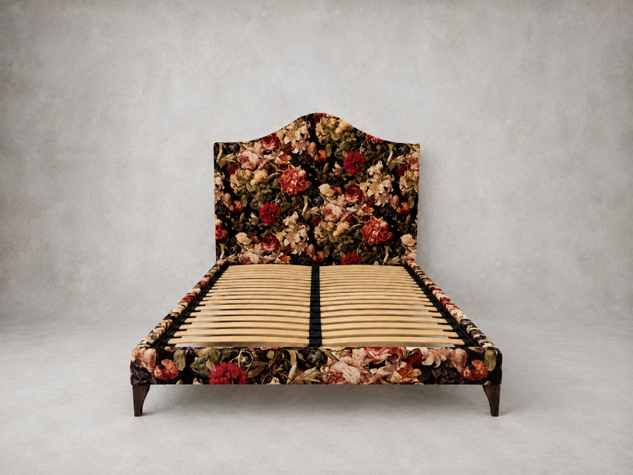 Outlet Manchester: Bermondsey king bed in Mulberry Floral Pompadour Velvet