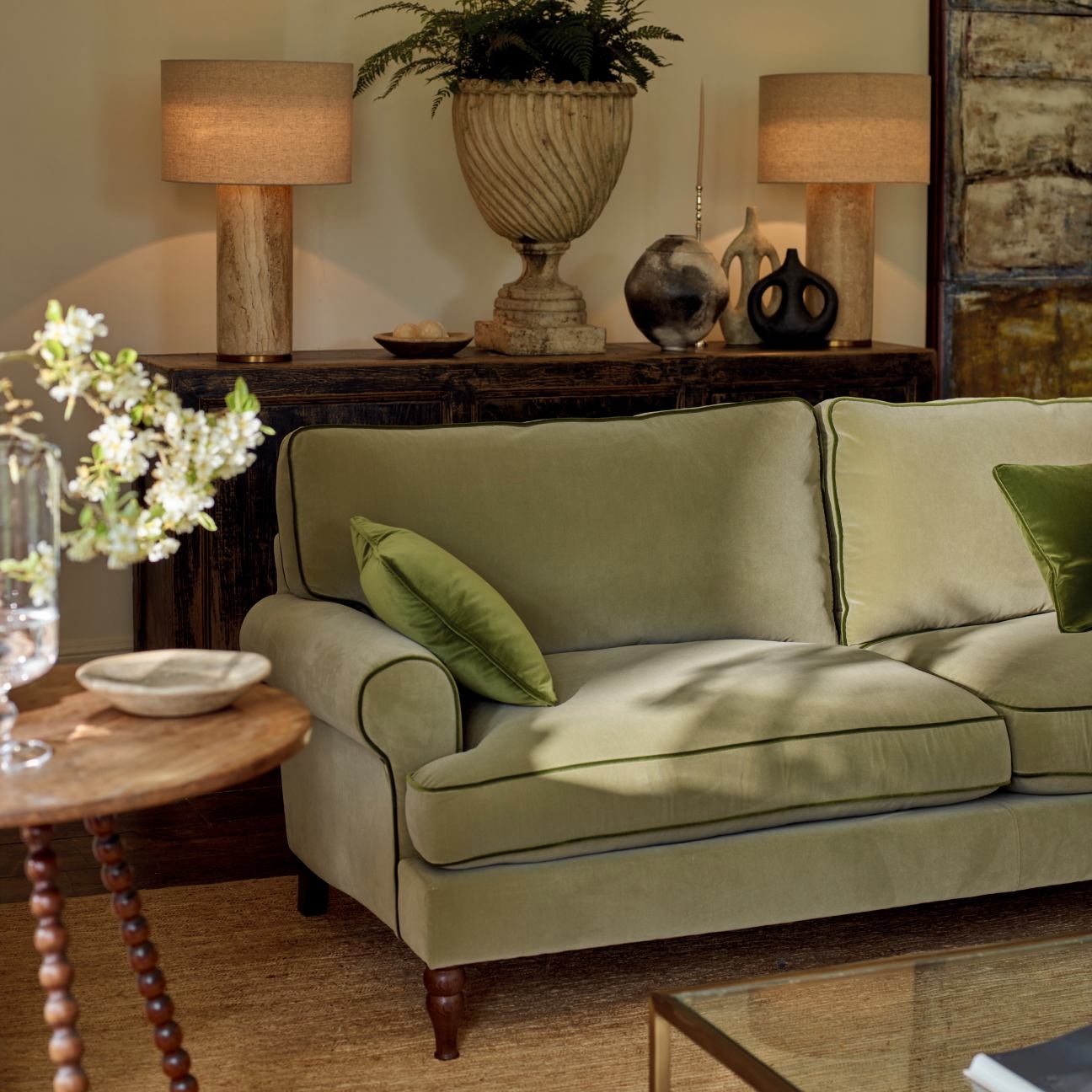 Cooksbridge 3 seater sofa in Linwood Omega Green Tea
