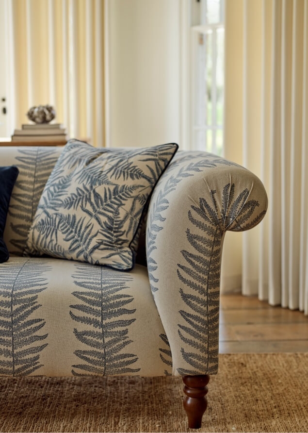 Exbury 3 seater sofa in Frond Stripe Large Storm