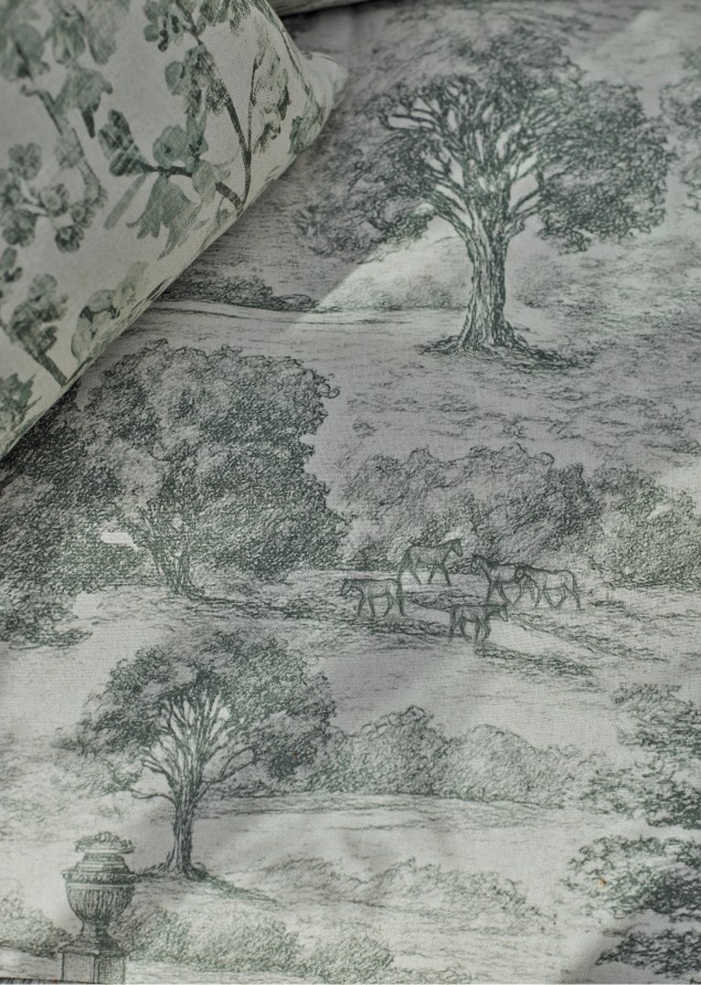 Helmsley 3 seater sofa in Woodland Toile Forest Green